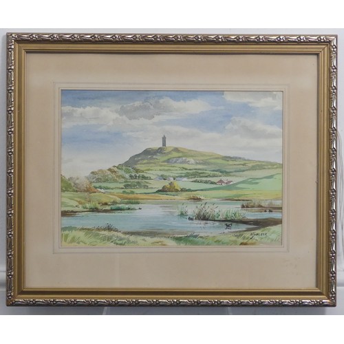 221 - F.J. Walker (20th century), Glastonbury Tor, watercolour, signed, 25cm x 35.5cm (9¾in x 14in), frame... 