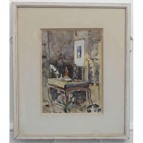 223 - Francis E. James (1850-1920), A pair of ‘souvenir’ interior studies, watercolour, signed, 35.5cm x 2... 