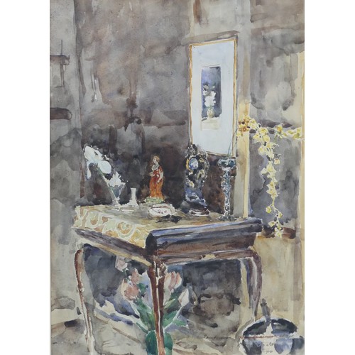 223 - Francis E. James (1850-1920), A pair of ‘souvenir’ interior studies, watercolour, signed, 35.5cm x 2... 