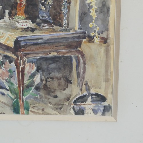 223 - Francis E. James (1850-1920), A pair of ‘souvenir’ interior studies, watercolour, signed, 35.5cm x 2... 