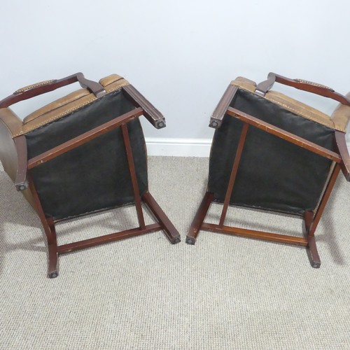 370 - A pair of Georgian style leather Armchairs, W 60 cm x H 96 cm x D 60 cm.