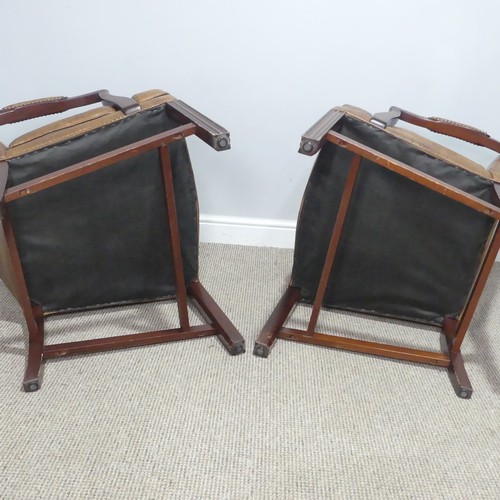 370 - A pair of Georgian style leather Armchairs, W 60 cm x H 96 cm x D 60 cm.