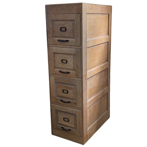 350 - A 1930s limed oak Filing Cabinet of four drawers, by William Angus & co, with deep fitted adjust... 