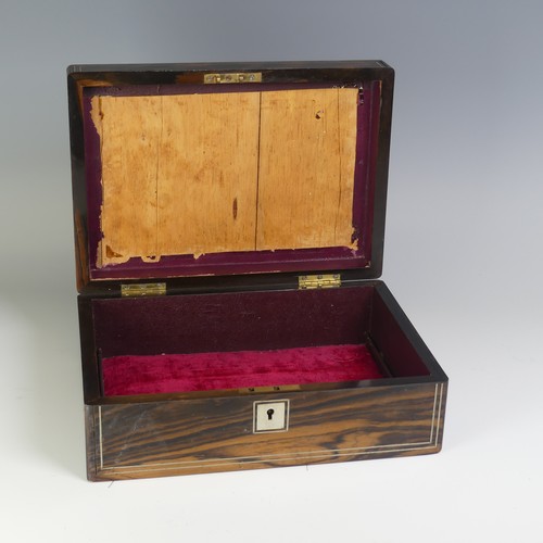 359 - A Victorian coromandel jewellery Box, with mother of pearl inlay, W 27 cm x H 9.5 cm x D 19.5 cm.... 