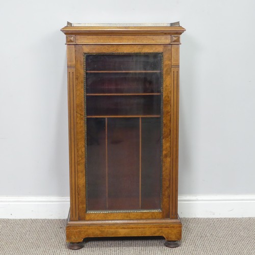 362 - A good late Victorian burr walnut music Cabinet, by H. Ogden, Manchester, three quarter brass galler... 