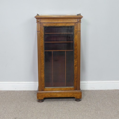 362 - A good late Victorian burr walnut music Cabinet, by H. Ogden, Manchester, three quarter brass galler... 