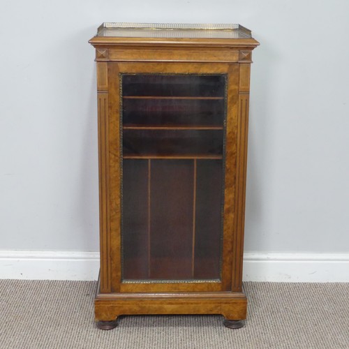 362 - A good late Victorian burr walnut music Cabinet, by H. Ogden, Manchester, three quarter brass galler... 