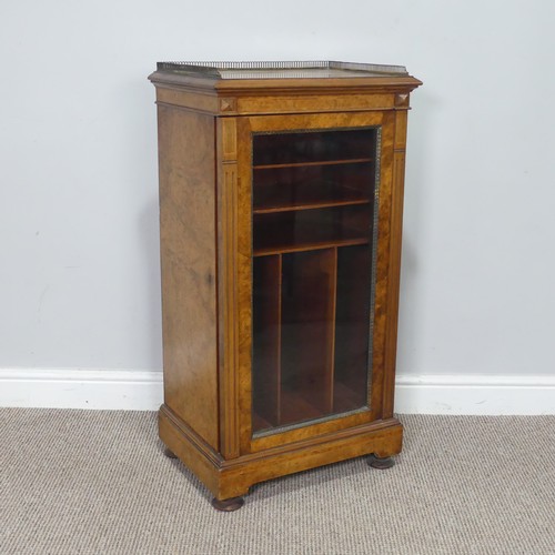 362 - A good late Victorian burr walnut music Cabinet, by H. Ogden, Manchester, three quarter brass galler... 