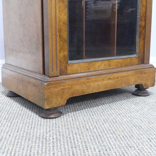 362 - A good late Victorian burr walnut music Cabinet, by H. Ogden, Manchester, three quarter brass galler... 