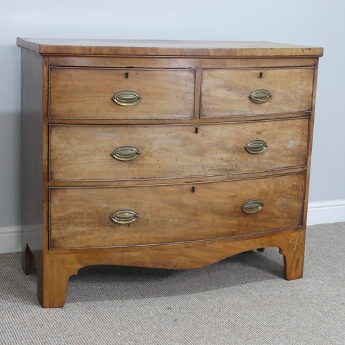 365 - A Georgian mahogany bow-front Chest of drawers, of two small drawers over two large drawers, raised ... 