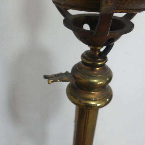 366 - A Victorian brass telescopic standard Lamp, by 'Dibben, Sloane St', column with Art Nouveau style sc... 