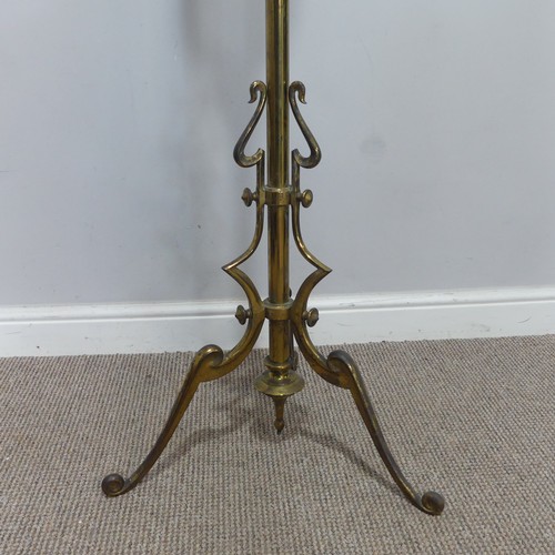 366 - A Victorian brass telescopic standard Lamp, by 'Dibben, Sloane St', column with Art Nouveau style sc... 