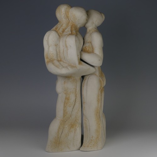 33 - Peter Wright (1919 - 2003) a ceramic sculpture of embracing Figures, composed of two interlocking pa... 