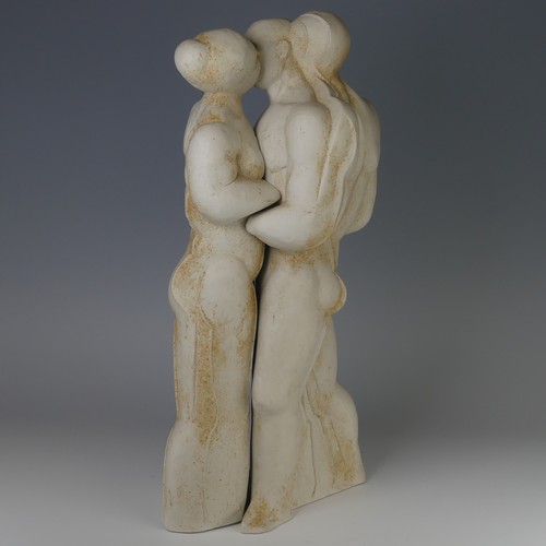 33 - Peter Wright (1919 - 2003) a ceramic sculpture of embracing Figures, composed of two interlocking pa... 