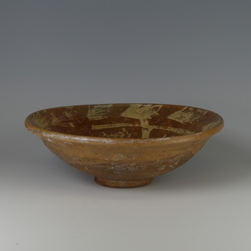 15 - An antique earthenware pottery Bowl, decorated with slipware leaves, D 29cm x H 9.5cm, together with... 