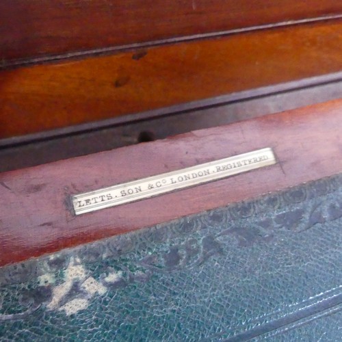 387 - An early 20th century mahogany campaign style writing / stationery Box, by ''Letts, Son & Co