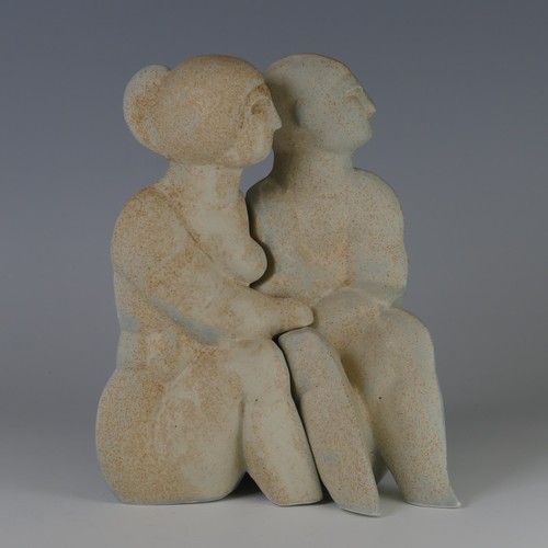 31 - Peter Wright (1911-2003) a ceramic sculpture of interlocking Figures, posed seated and nude, incised... 