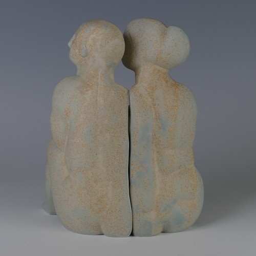 31 - Peter Wright (1911-2003) a ceramic sculpture of interlocking Figures, posed seated and nude, incised... 