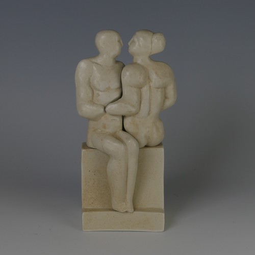 32 - Peter Wright (1911-2003) a ceramic sculpture of seated interlocking Figures, modelled as nudes seate... 