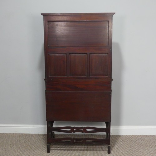 422 - An Arts and Crafts mahogany students Bureau, by Oetzmann & co, top over open shelf and Art Nouve... 