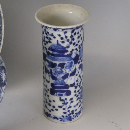 137 - An antique Chinese blue and white porcelain baluster Vase, H 17.5cm, together with a quantity of oth... 