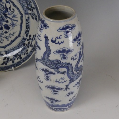 137 - An antique Chinese blue and white porcelain baluster Vase, H 17.5cm, together with a quantity of oth... 