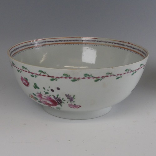 138 - A 19thC Chinese famille rose porcelain Punch Bowl, decorated in colourful enamels to interior and ex... 