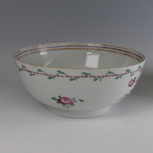 138 - A 19thC Chinese famille rose porcelain Punch Bowl, decorated in colourful enamels to interior and ex... 