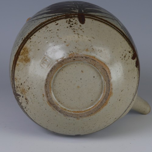 41 - David Leach OBE (1911-2005) a studio pottery Teapot, mottled oatmeal glaze ground with manganese and... 