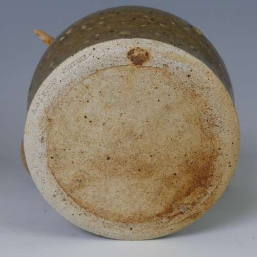 45 - Denise Wren (1891-1979) a studio pottery Sleeve Vase, oatmeal glaze and tenmoku decorations, incised... 