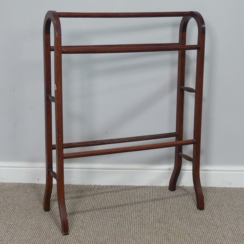 408 - An antique oak towel Rail, with cylindrical supports, W 65 cm x H 87 cm x D 29 cm.