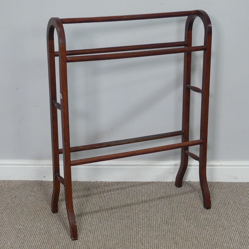 408 - An antique oak towel Rail, with cylindrical supports, W 65 cm x H 87 cm x D 29 cm.