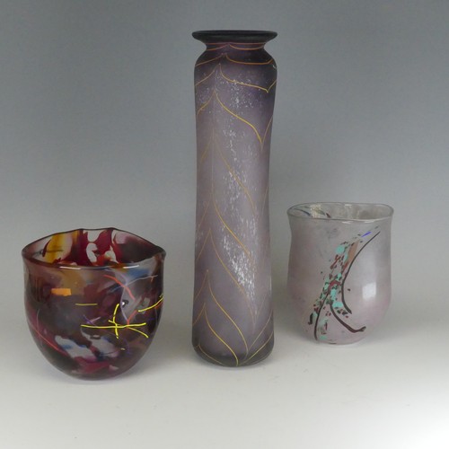 52 - Will 'Shaks' Shakspeare for Shakspeare Glass; a studio glass Vase, of elongated sleeve shape, etched... 