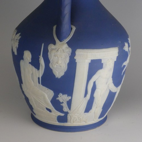 54 - A 19thC Wedgwood blue dip Jasperware Portland Vase, decorated in classical figures, of ovoid form wi... 