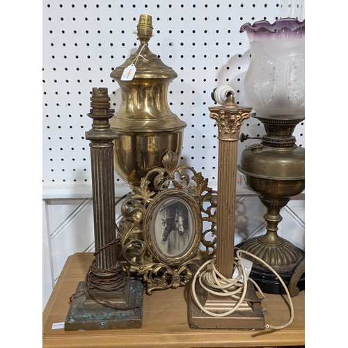 414 - A set of antique brass Scales, together with a large collection of antique brass, including; bulbous... 