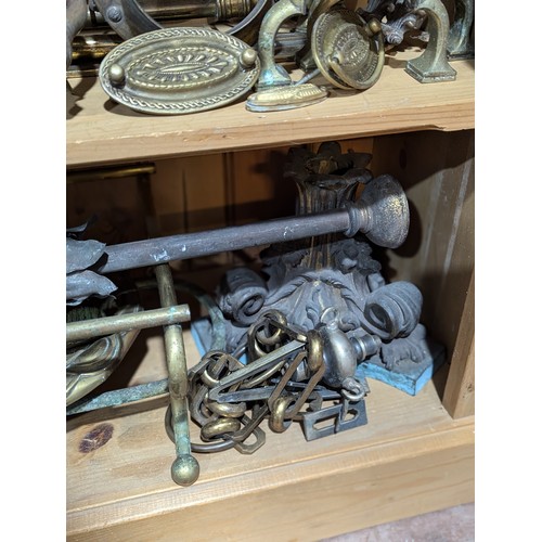 414 - A set of antique brass Scales, together with a large collection of antique brass, including; bulbous... 