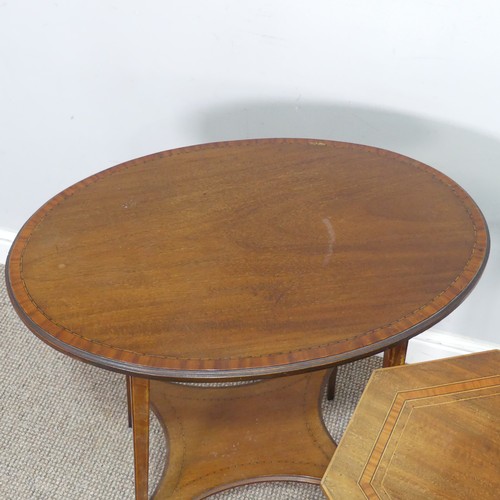 424 - An octagonal Edwardian occasional Table, with decorative shell inlay and walnut banding, W 45.5 cm x... 