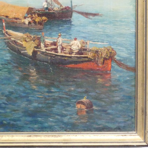 236 - In the Style of Attilio Pratella (Italian, 1856-1949), Pescatori a Mergellina, Napoli, oil on canvas... 