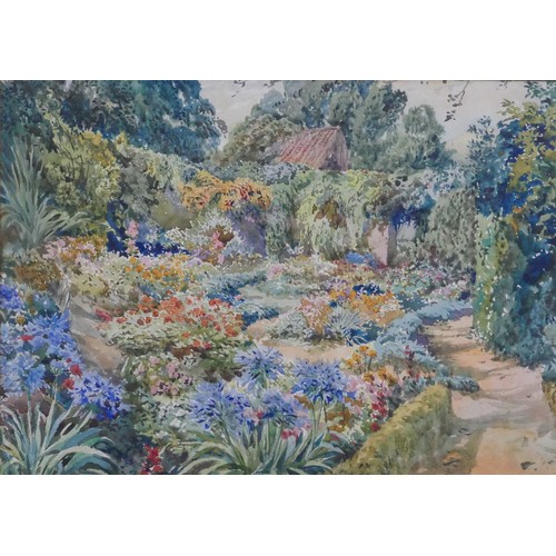 240 - Attributed to William John Caparn (British, 1855-1940), The Walled Garden, watercolour, 25cm x 35.5c... 