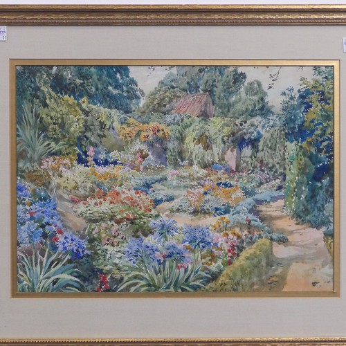 240 - Attributed to William John Caparn (British, 1855-1940), The Walled Garden, watercolour, 25cm x 35.5c... 