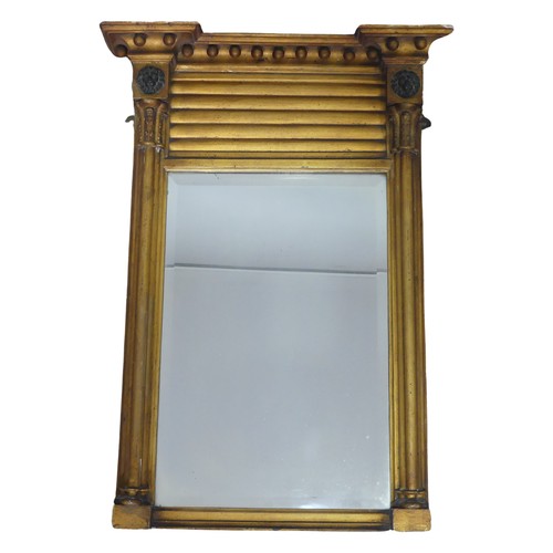 428 - A Regency rectangular giltwood wall Mirror, of small proportions, note loss to top, W 48 cm x H 66.5... 