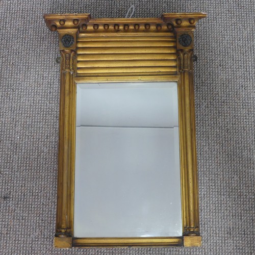 428 - A Regency rectangular giltwood wall Mirror, of small proportions, note loss to top, W 48 cm x H 66.5... 