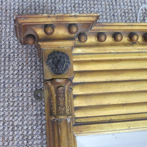 428 - A Regency rectangular giltwood wall Mirror, of small proportions, note loss to top, W 48 cm x H 66.5... 