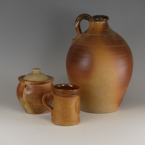 75 - John Leach for Muchelney pottery Flagon, of classic toasted colouration, with loop handle and glazed... 