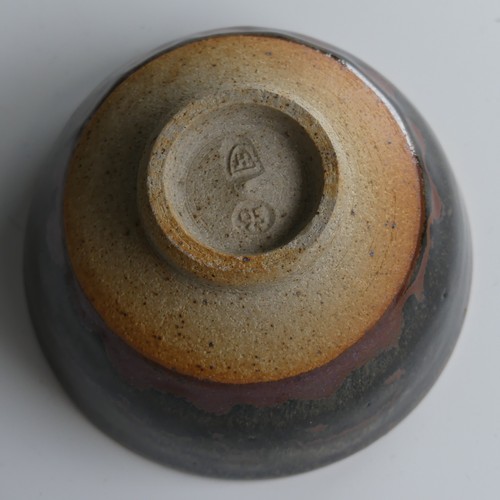 76 - John Leach for Muchelney Pottery footed Bowl, with wax resist decoration, impressed marks to base, d... 