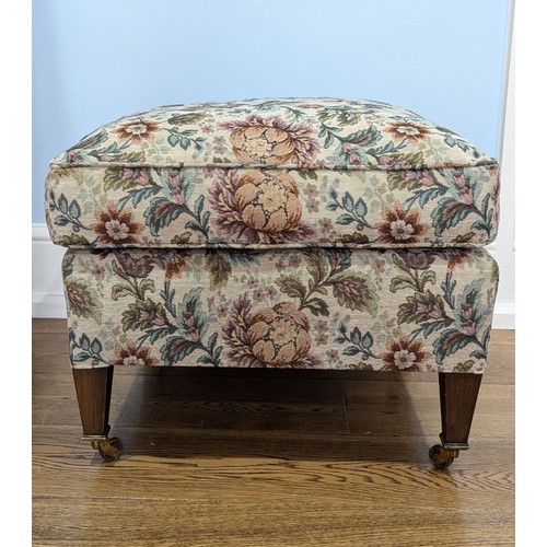 438 - A Howard and Sons mahogany and upholstered Stool, mid 20th century, the padded and upholstered recta... 