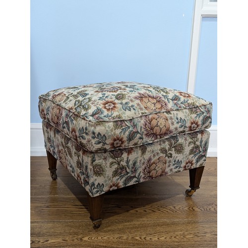 438 - A Howard and Sons mahogany and upholstered Stool, mid 20th century, the padded and upholstered recta... 