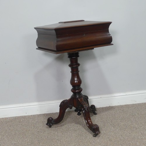 439 - A 19th century mahogany Teapoy, of sarcophagus form, hinged top concealing fitted interior, raised o... 