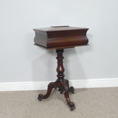 439 - A 19th century mahogany Teapoy, of sarcophagus form, hinged top concealing fitted interior, raised o... 