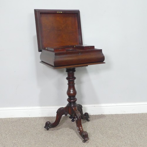 439 - A 19th century mahogany Teapoy, of sarcophagus form, hinged top concealing fitted interior, raised o... 